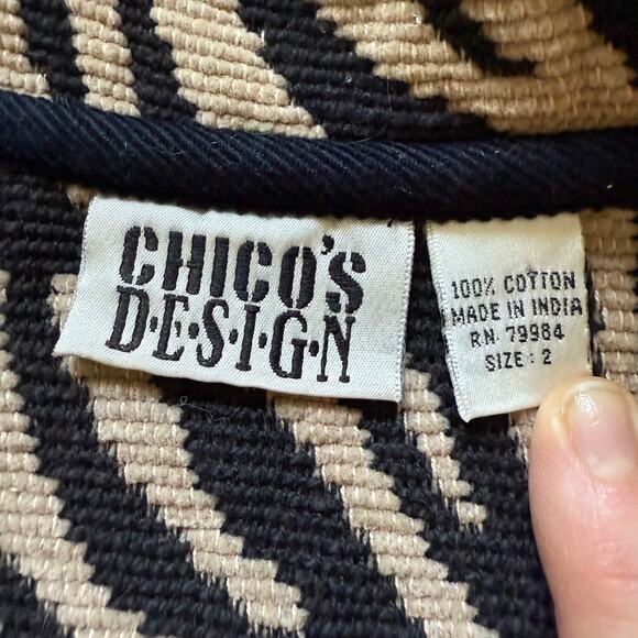 Chico’s Design Zebra Print Vest 100% Cotton Women’s Size 2 / L 12 Vintage - Picture 7 of 11